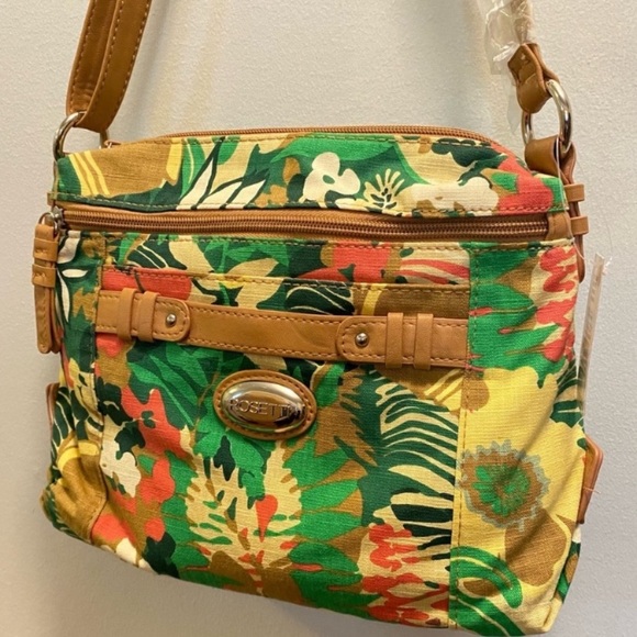 New Rosetti Green Yellow Tropical Bliss Triple Play Carly Mini Crossbody Bag - Picture 4 of 16